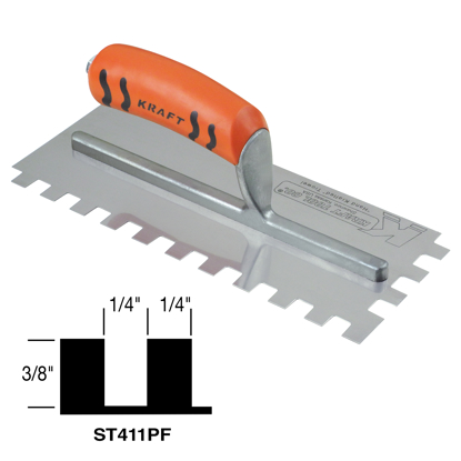 Picture of 1/4" x 3/8" x 1/4" Square-Notch Trowel with ProForm® Handle (16" x 4-1/2")