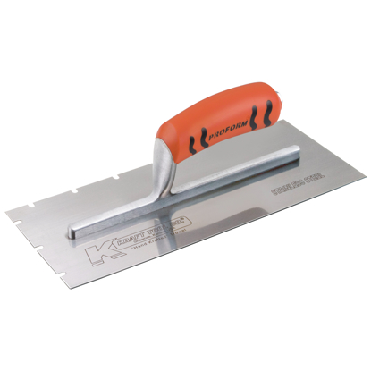 Picture of 12" x 5" Stainless Steel EIFS 1/4" x 1/4" x 1-1/2" Notch Trowel with ProForm® Handle