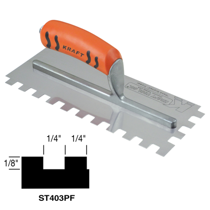 Picture of 1/4" x 1/8" x 1/4" Square-Notch Trowel with ProForm® Handle in Case Cut Box