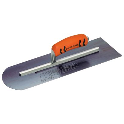Picture of 16" x 4" Round Front/Square Back Blue Steel Cement Trowel with ProForm® Handle