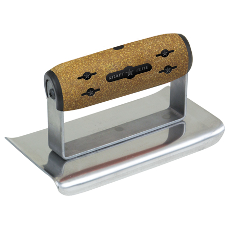 Picture of 6" x 3" 3/8"R Elite Series™ Stainless Steel Curved Ends Cement Edger with Cork Handle