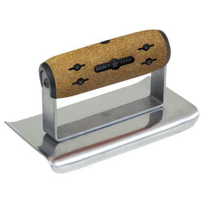 Picture of 6" x 3" 1/4"R Elite Series™ Stainless Steel Curved Ends Cement Edger with Cork Handle