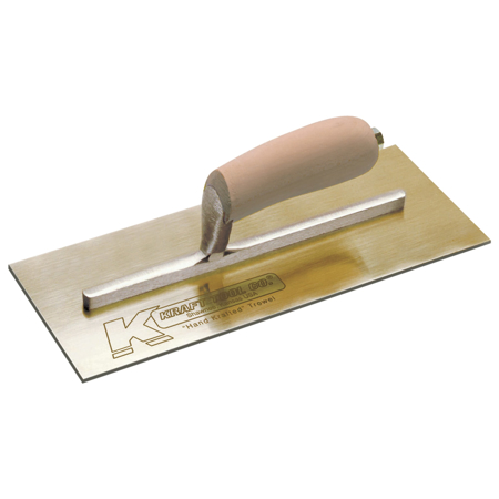 Picture of 12" x 5" Golden Stainless Steel Finish Trowel with Camel Back Wood Handle with Short Shank