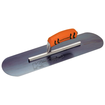 Picture of 12" x 4" Blue Steel Pool Trowel with a ProForm® Handle on a Short Shank
