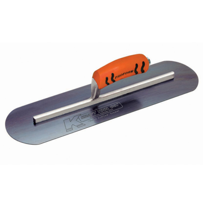 Picture of 14" x 3" Blue Steel Round End Burn Trowel with ProForm® Handle