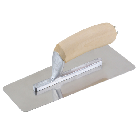 Picture of 9-1/2" x  3-1/2" (241x89mm) Stainless Steel Venetian Trowel with Wood Handle